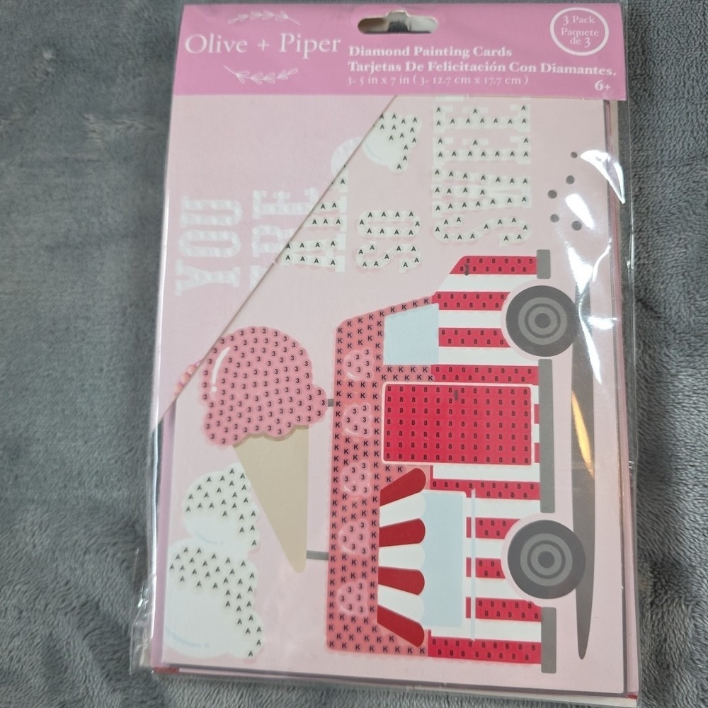 Party Ideas‎ Valentines OLIVE+PIPER 3 Pack Diamond Painting Cards Ice Cream